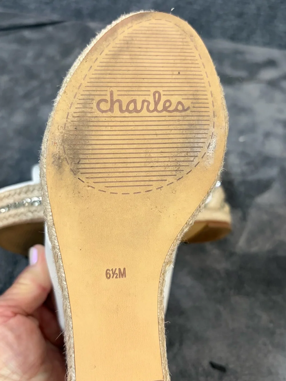 Charles By Charles David White Cross-Strap Espadrille Wedge Mules
